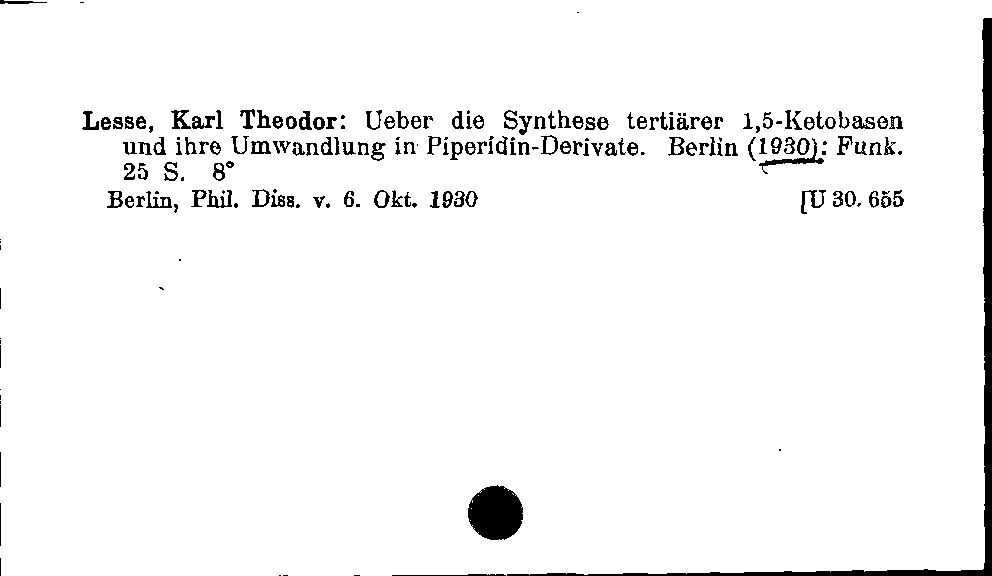 [Katalogkarte Dissertationenkatalog bis 1980]