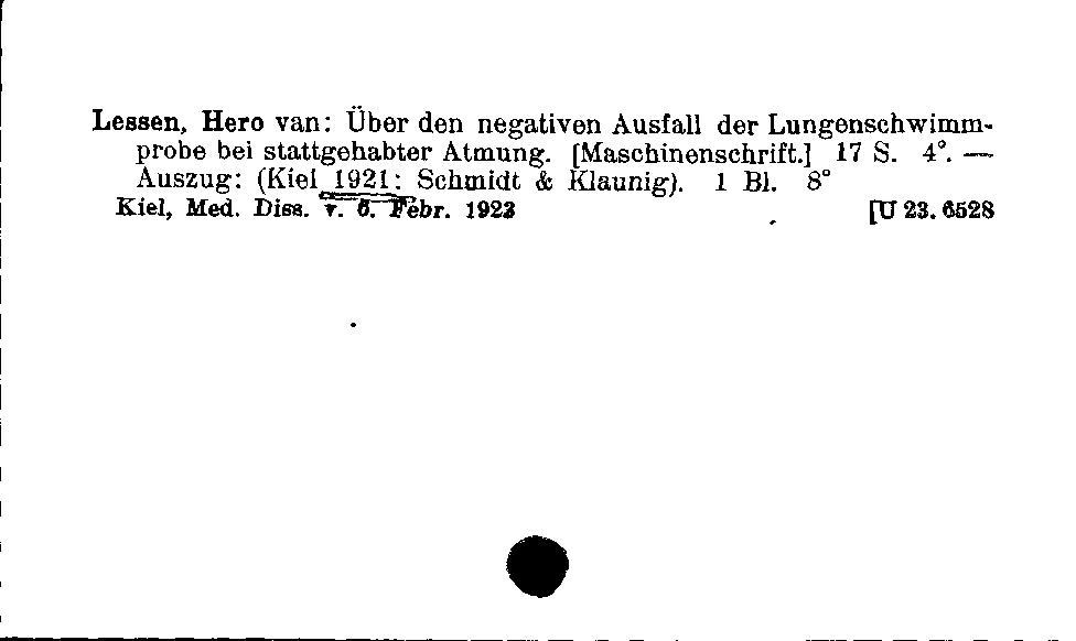 [Katalogkarte Dissertationenkatalog bis 1980]