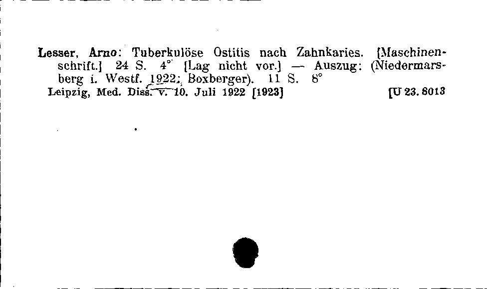 [Katalogkarte Dissertationenkatalog bis 1980]