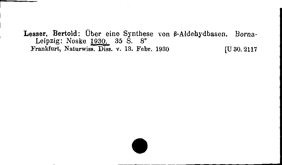 [Katalogkarte Dissertationenkatalog bis 1980]