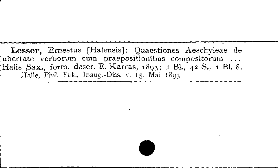 [Katalogkarte Dissertationenkatalog bis 1980]