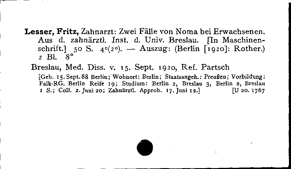 [Katalogkarte Dissertationenkatalog bis 1980]