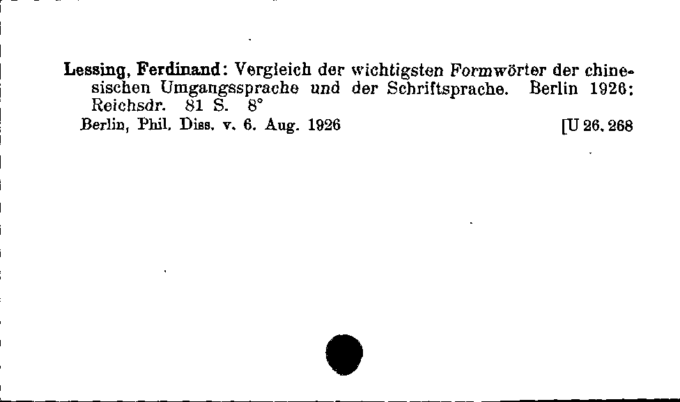 [Katalogkarte Dissertationenkatalog bis 1980]