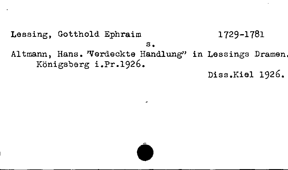 [Katalogkarte Dissertationenkatalog bis 1980]