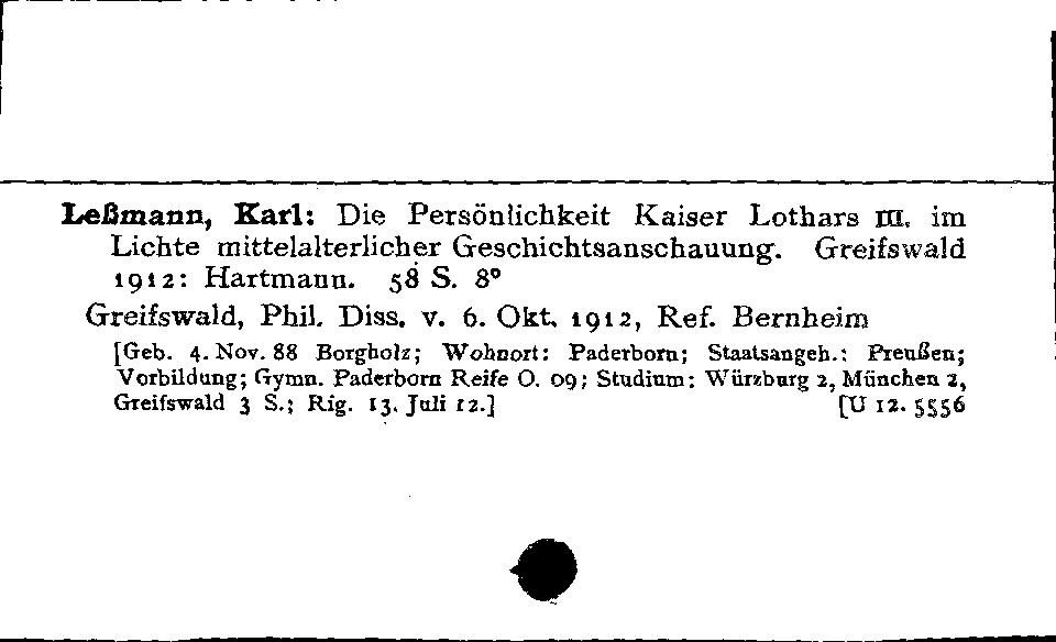 [Katalogkarte Dissertationenkatalog bis 1980]