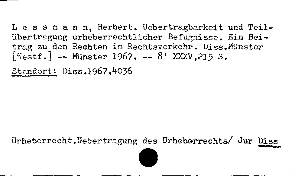 [Katalogkarte Dissertationenkatalog bis 1980]