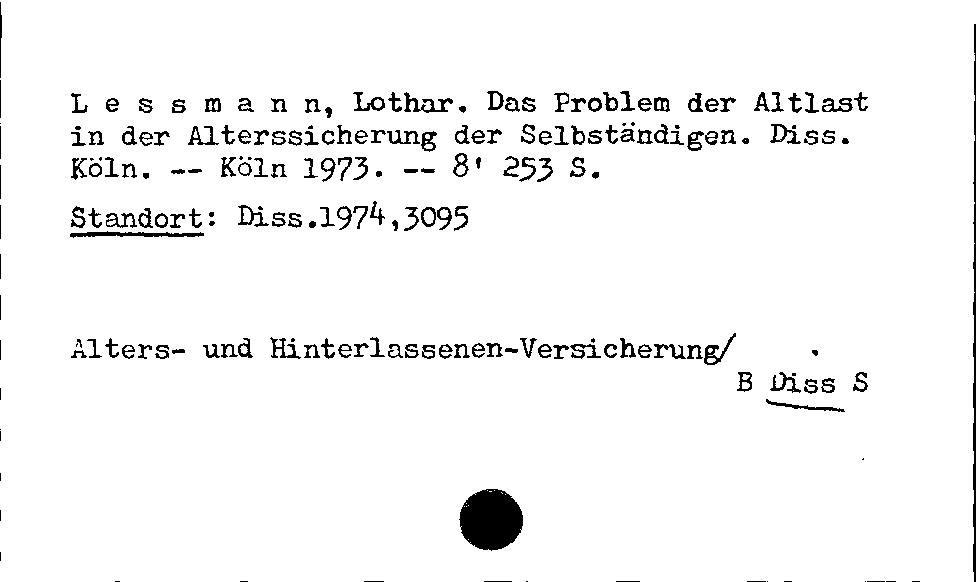 [Katalogkarte Dissertationenkatalog bis 1980]