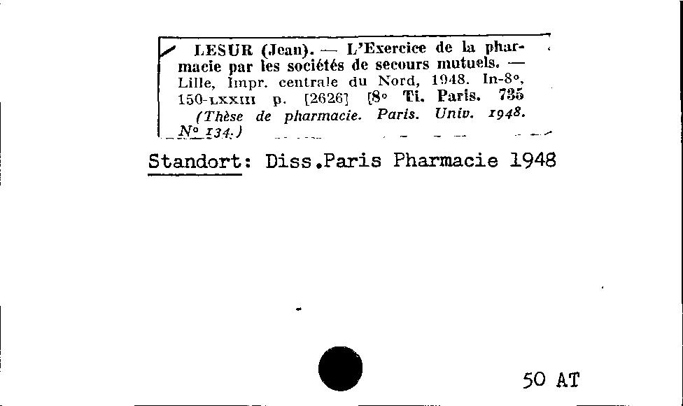 [Katalogkarte Dissertationenkatalog bis 1980]