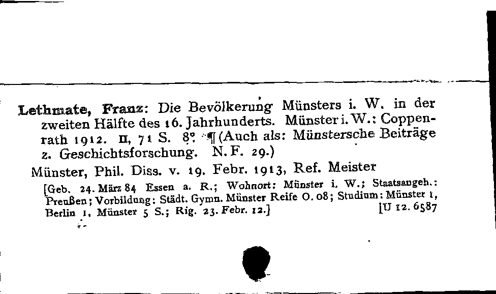 [Katalogkarte Dissertationenkatalog bis 1980]