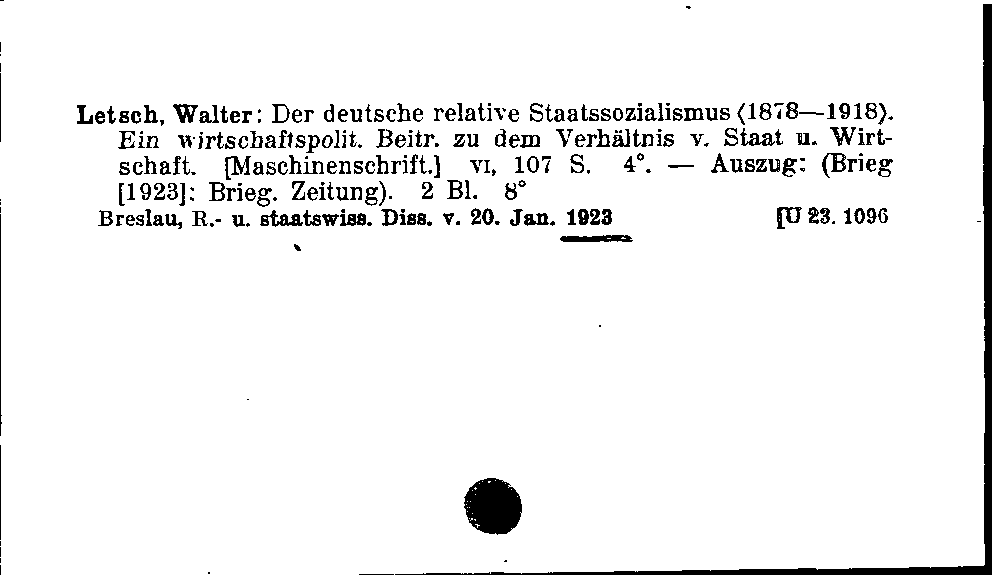 [Katalogkarte Dissertationenkatalog bis 1980]