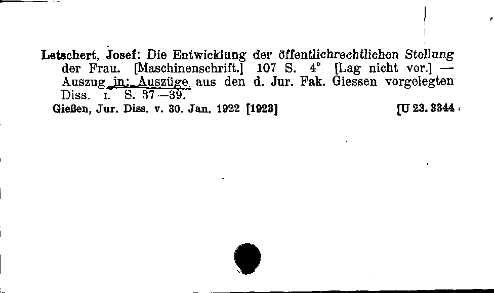 [Katalogkarte Dissertationenkatalog bis 1980]