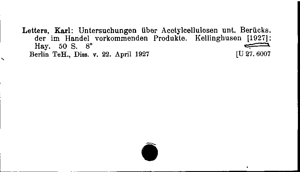 [Katalogkarte Dissertationenkatalog bis 1980]