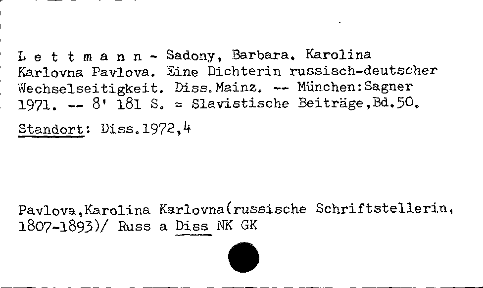 [Katalogkarte Dissertationenkatalog bis 1980]