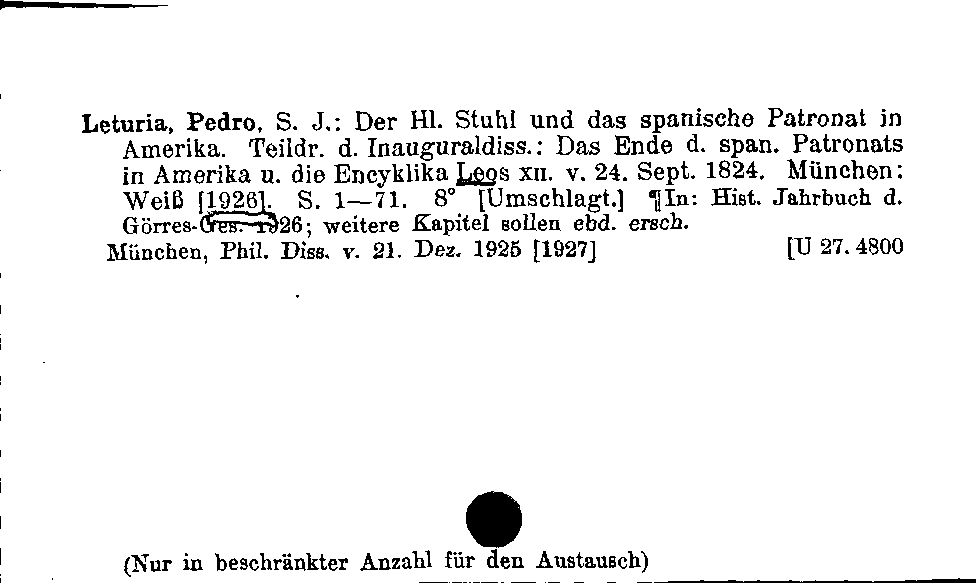 [Katalogkarte Dissertationenkatalog bis 1980]