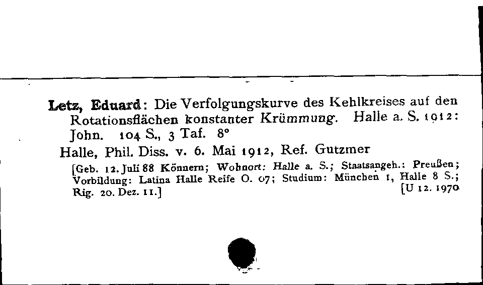 [Katalogkarte Dissertationenkatalog bis 1980]