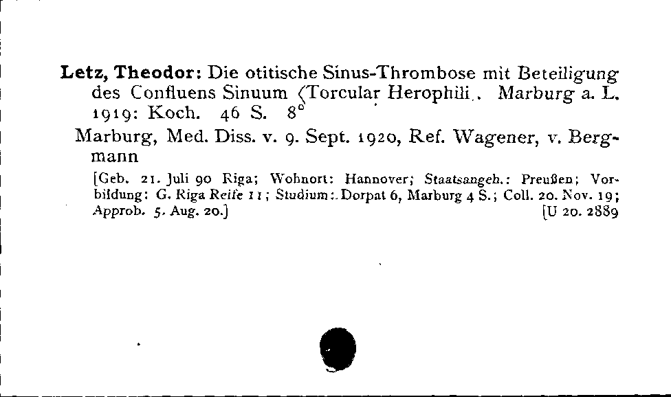 [Katalogkarte Dissertationenkatalog bis 1980]