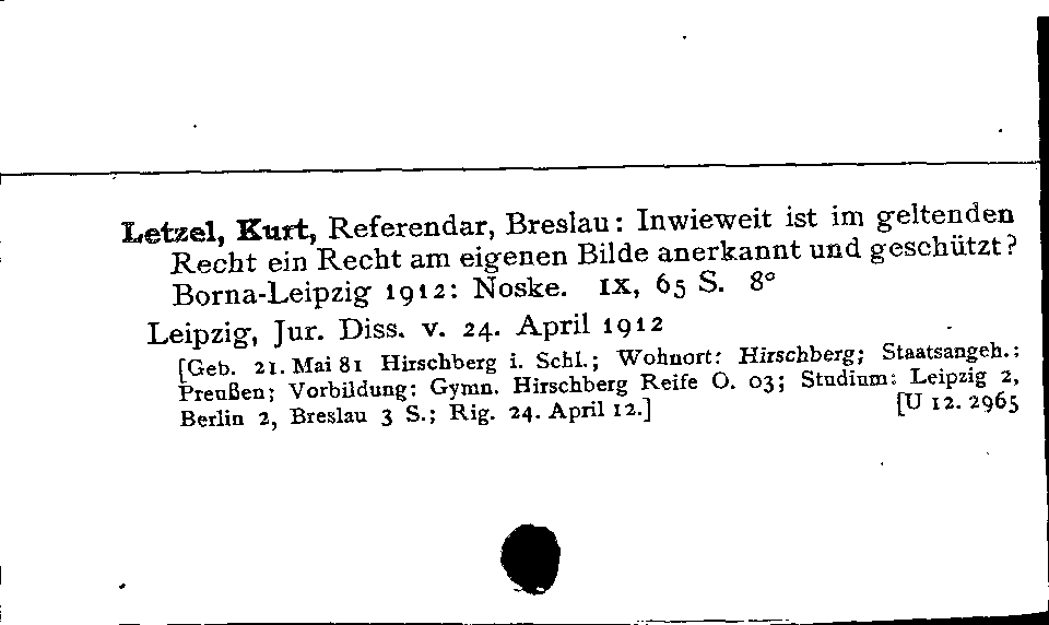 [Katalogkarte Dissertationenkatalog bis 1980]