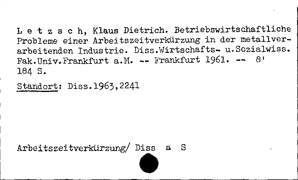 [Katalogkarte Dissertationenkatalog bis 1980]