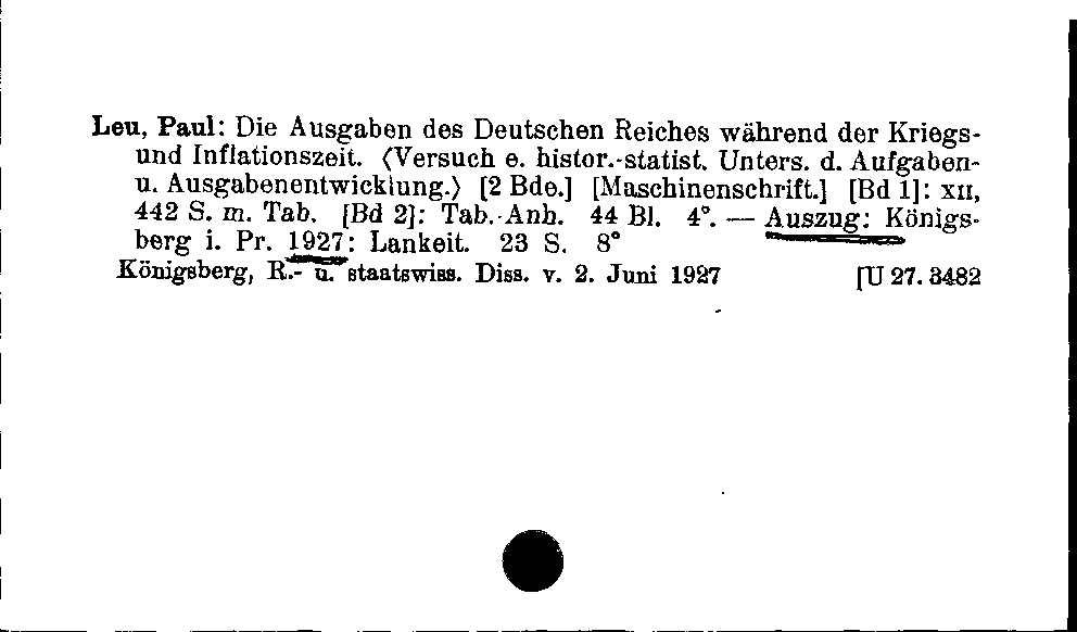 [Katalogkarte Dissertationenkatalog bis 1980]