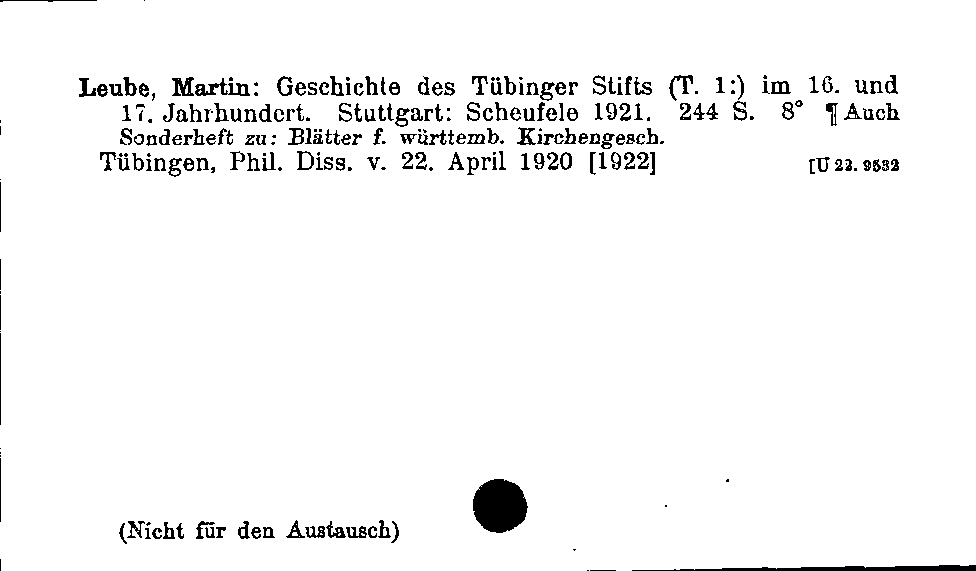 [Katalogkarte Dissertationenkatalog bis 1980]