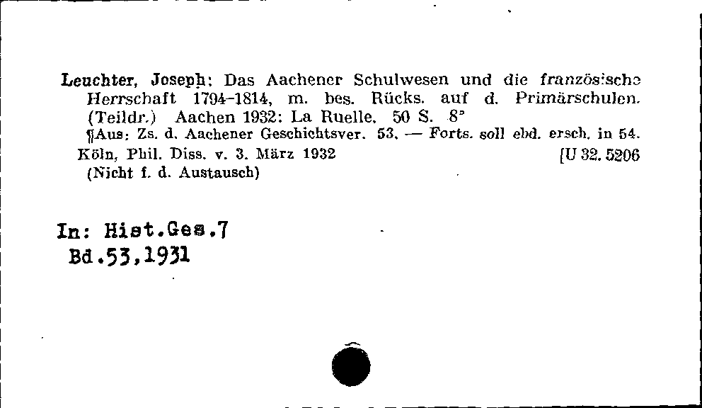 [Katalogkarte Dissertationenkatalog bis 1980]