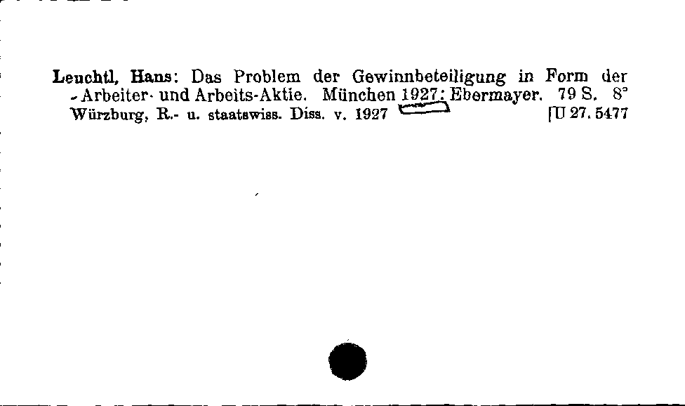 [Katalogkarte Dissertationenkatalog bis 1980]