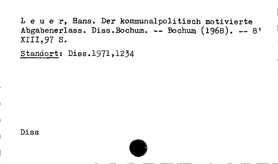 [Katalogkarte Dissertationenkatalog bis 1980]