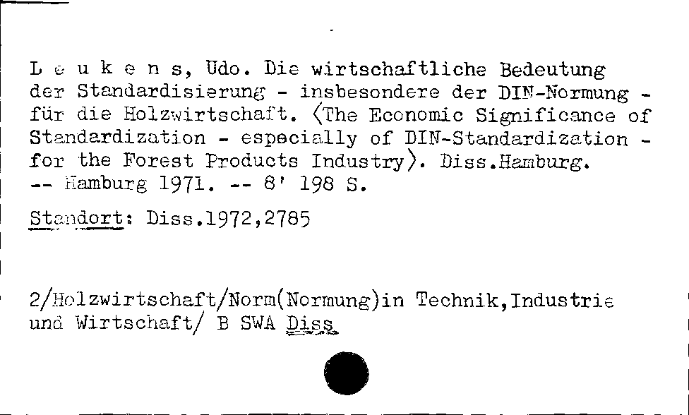 [Katalogkarte Dissertationenkatalog bis 1980]