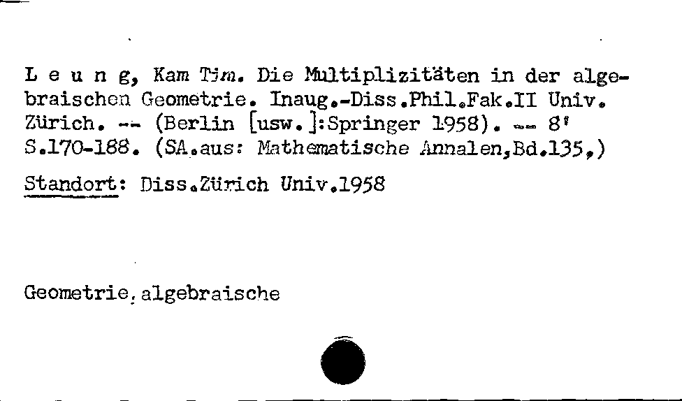 [Katalogkarte Dissertationenkatalog bis 1980]