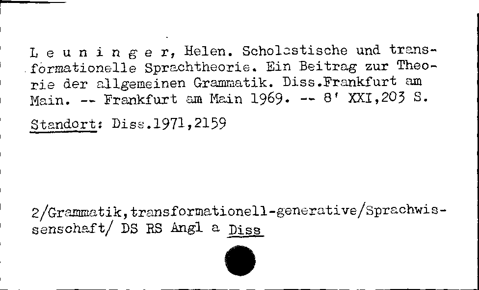 [Katalogkarte Dissertationenkatalog bis 1980]