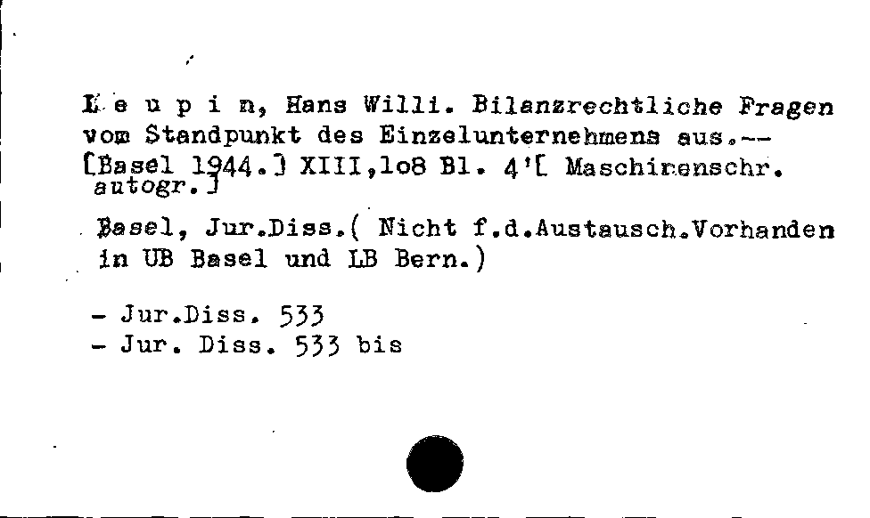 [Katalogkarte Dissertationenkatalog bis 1980]