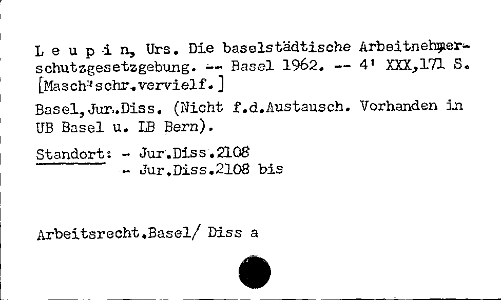 [Katalogkarte Dissertationenkatalog bis 1980]