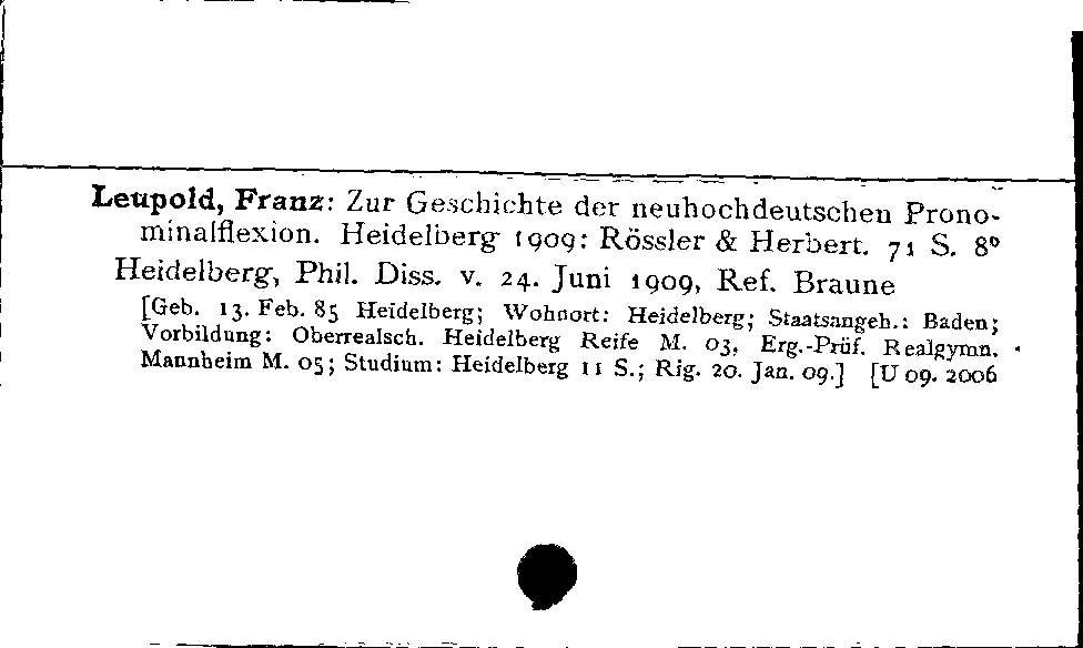 [Katalogkarte Dissertationenkatalog bis 1980]