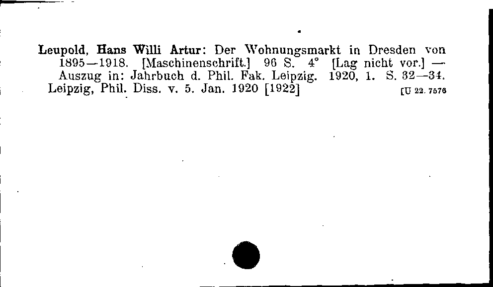 [Katalogkarte Dissertationenkatalog bis 1980]