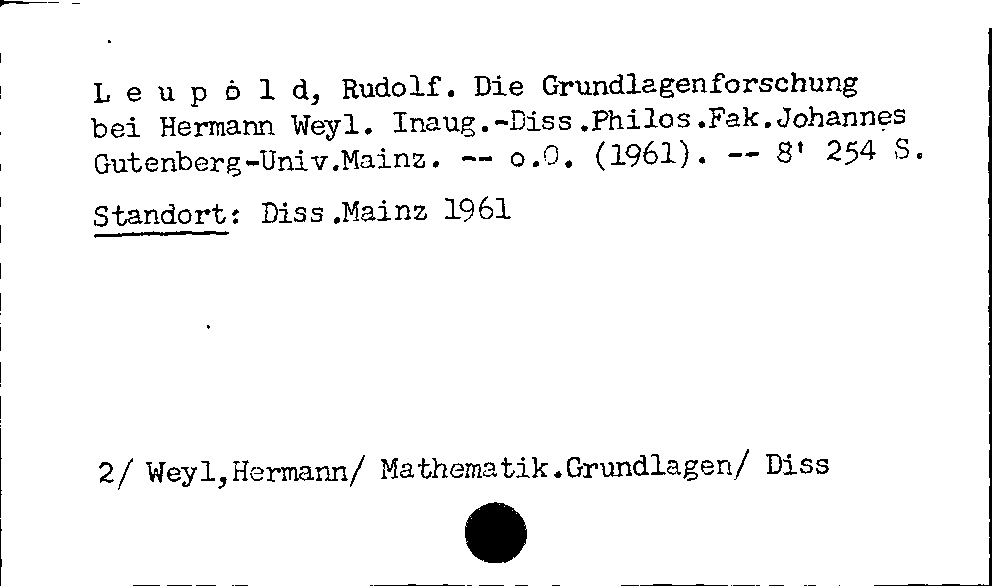 [Katalogkarte Dissertationenkatalog bis 1980]