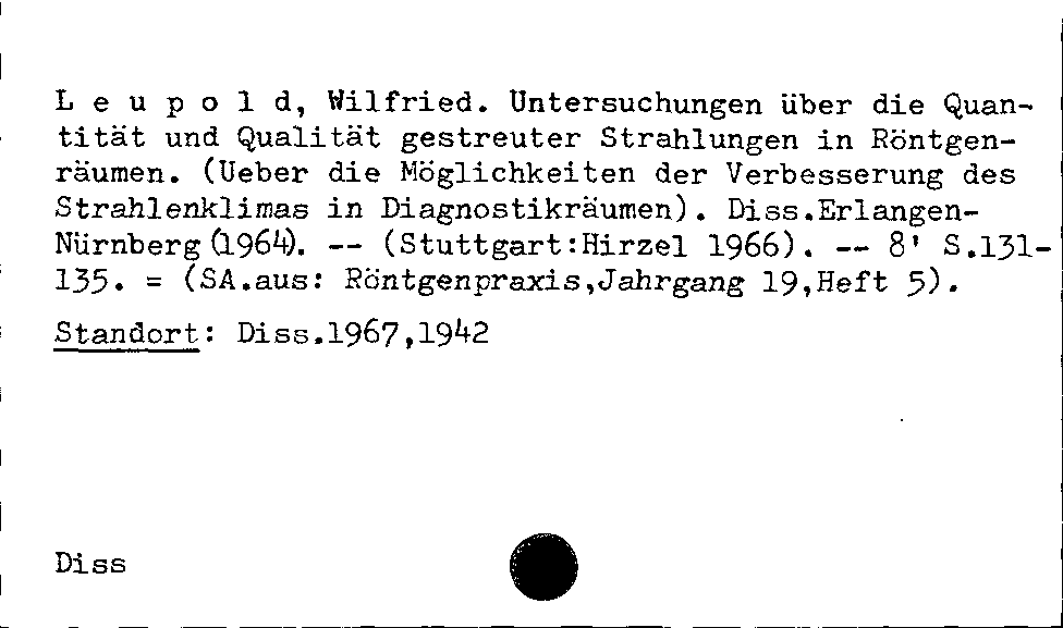 [Katalogkarte Dissertationenkatalog bis 1980]