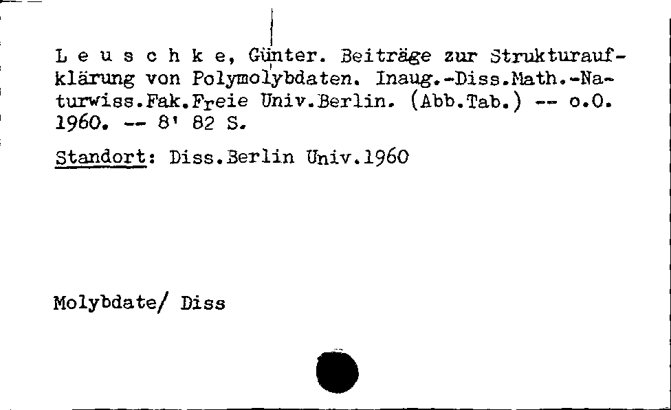 [Katalogkarte Dissertationenkatalog bis 1980]