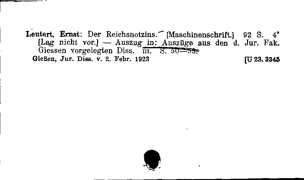 [Katalogkarte Dissertationenkatalog bis 1980]