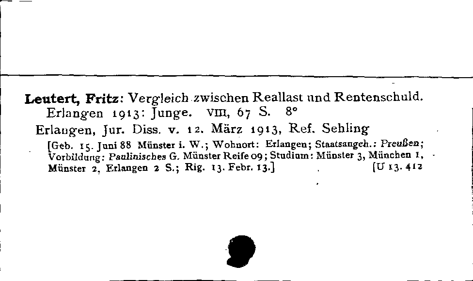 [Katalogkarte Dissertationenkatalog bis 1980]