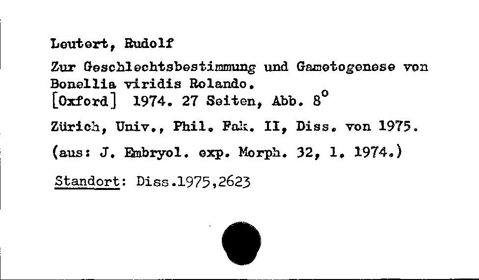 [Katalogkarte Dissertationenkatalog bis 1980]