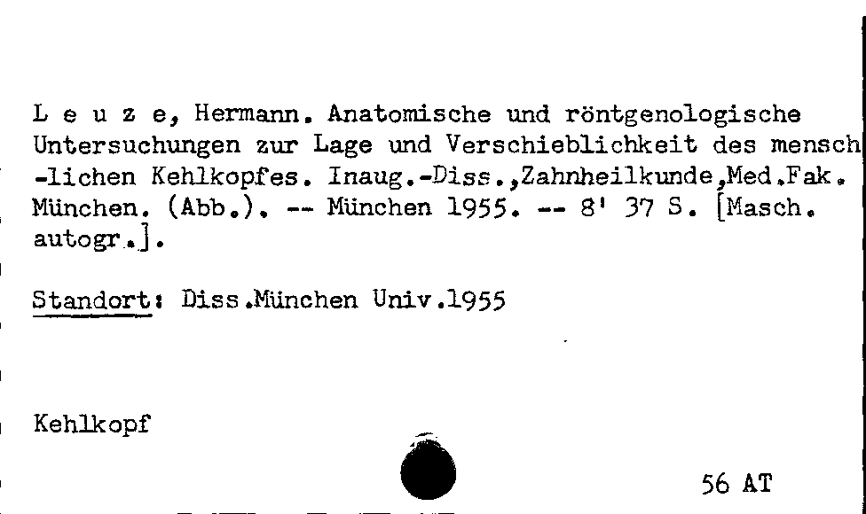 [Katalogkarte Dissertationenkatalog bis 1980]