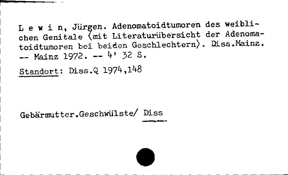 [Katalogkarte Dissertationenkatalog bis 1980]