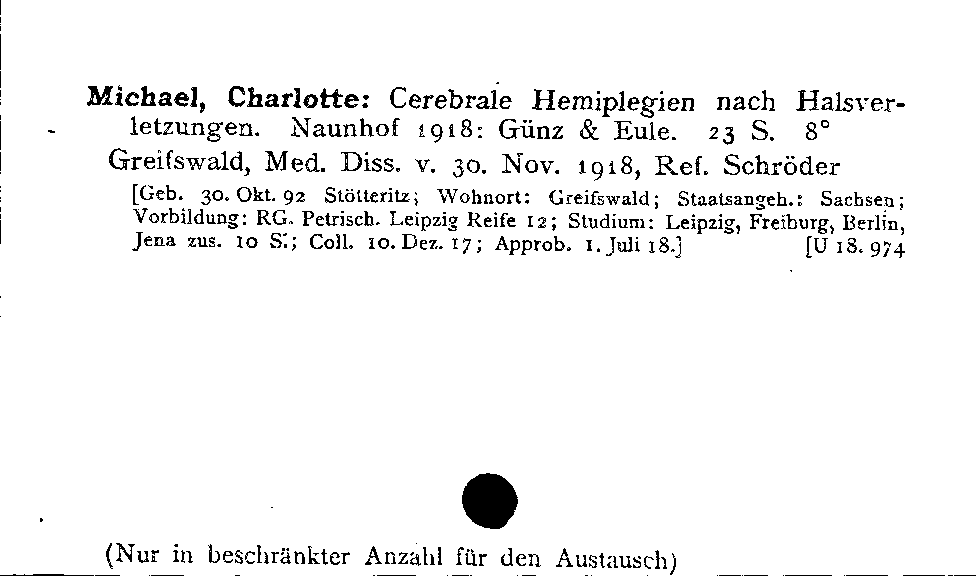 [Katalogkarte Dissertationenkatalog bis 1980]