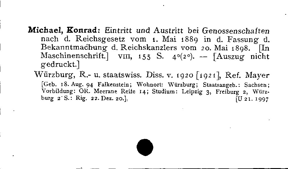 [Katalogkarte Dissertationenkatalog bis 1980]