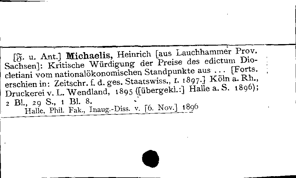 [Katalogkarte Dissertationenkatalog bis 1980]