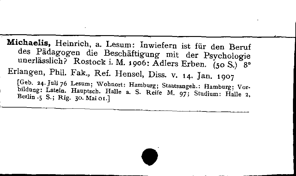 [Katalogkarte Dissertationenkatalog bis 1980]