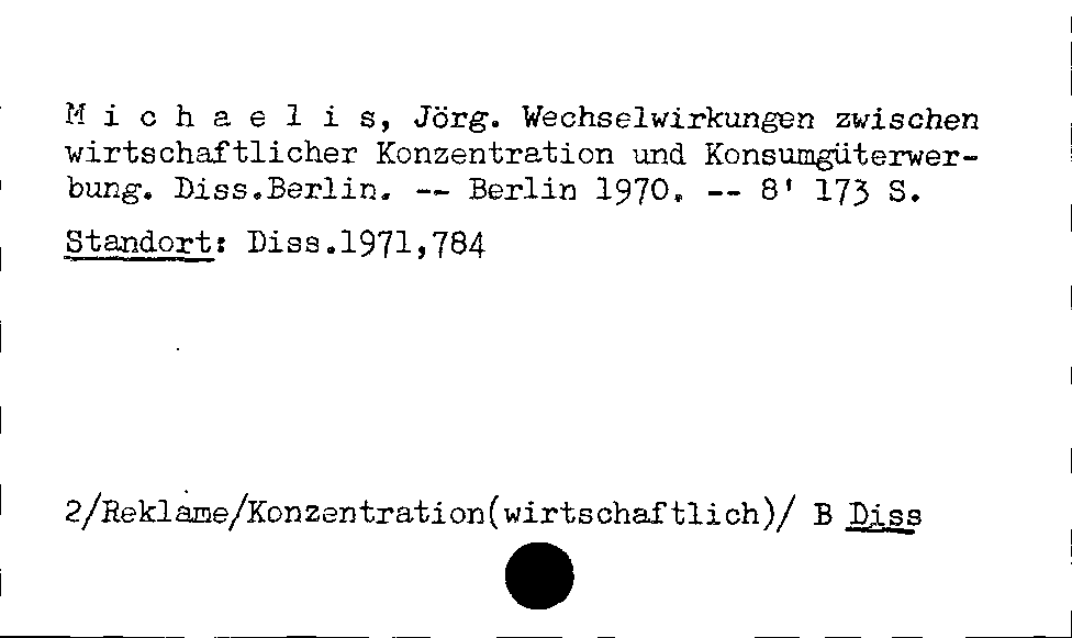 [Katalogkarte Dissertationenkatalog bis 1980]