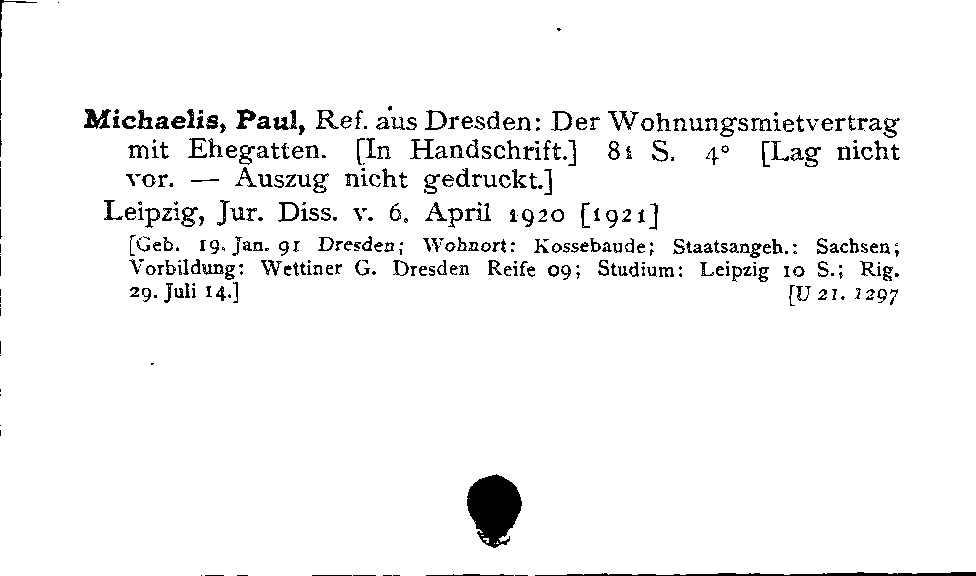 [Katalogkarte Dissertationenkatalog bis 1980]