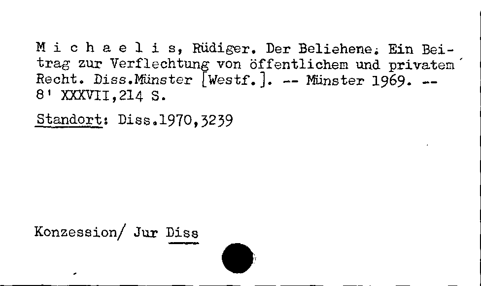 [Katalogkarte Dissertationenkatalog bis 1980]