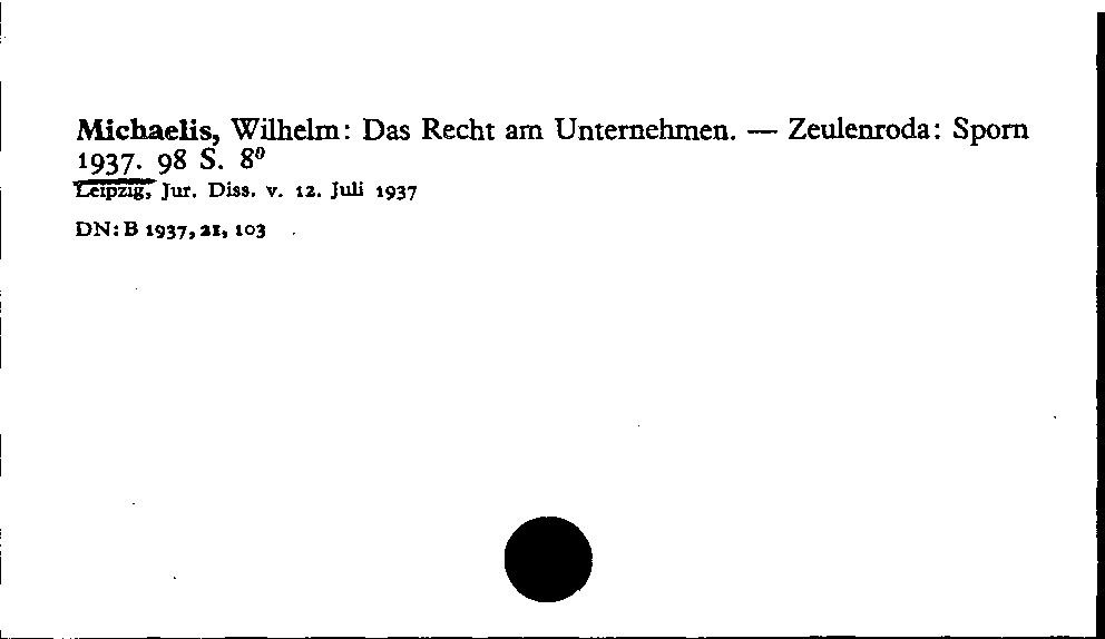 [Katalogkarte Dissertationenkatalog bis 1980]